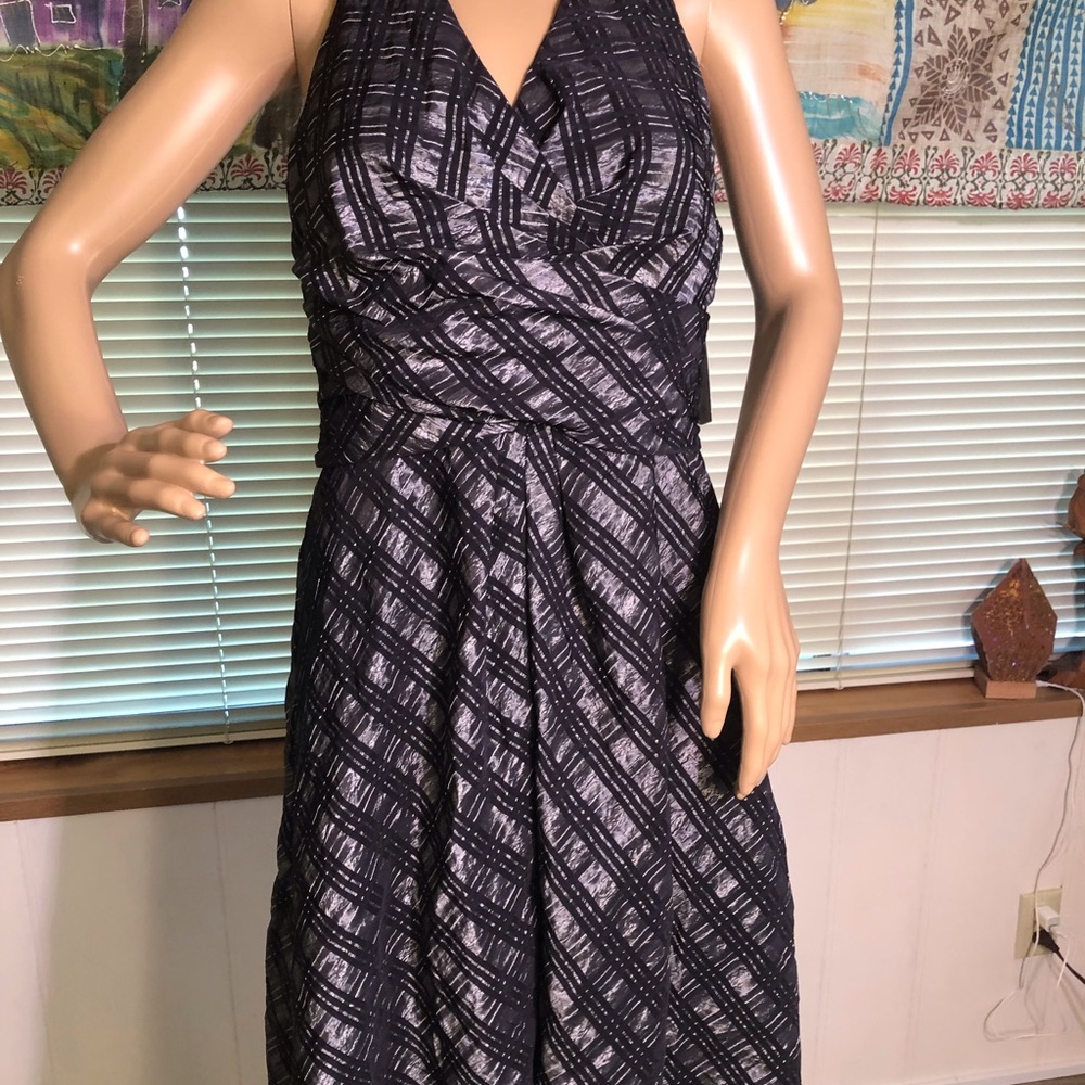 Donna Ricco pewter and black cocktail dress